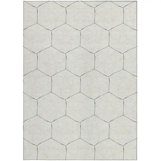 Linen Beige And Black Geometric Washable Indoor Outdoor Area Rug Photo 6