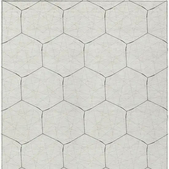 Linen Beige And Black Geometric Washable Indoor Outdoor Area Rug Photo 5