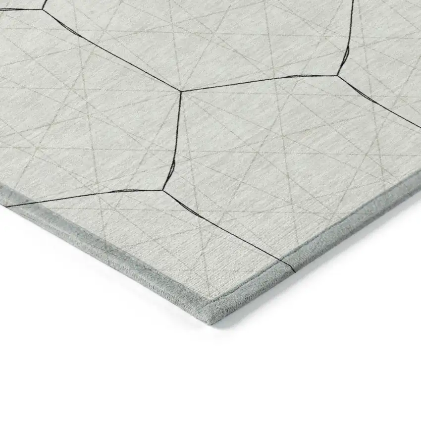 Linen Beige And Black Geometric Washable Indoor Outdoor Area Rug Photo 4
