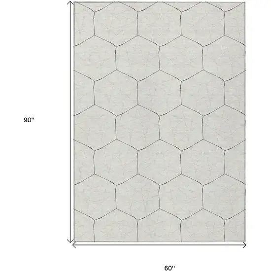 Linen Beige And Black Geometric Washable Indoor Outdoor Area Rug Photo 3