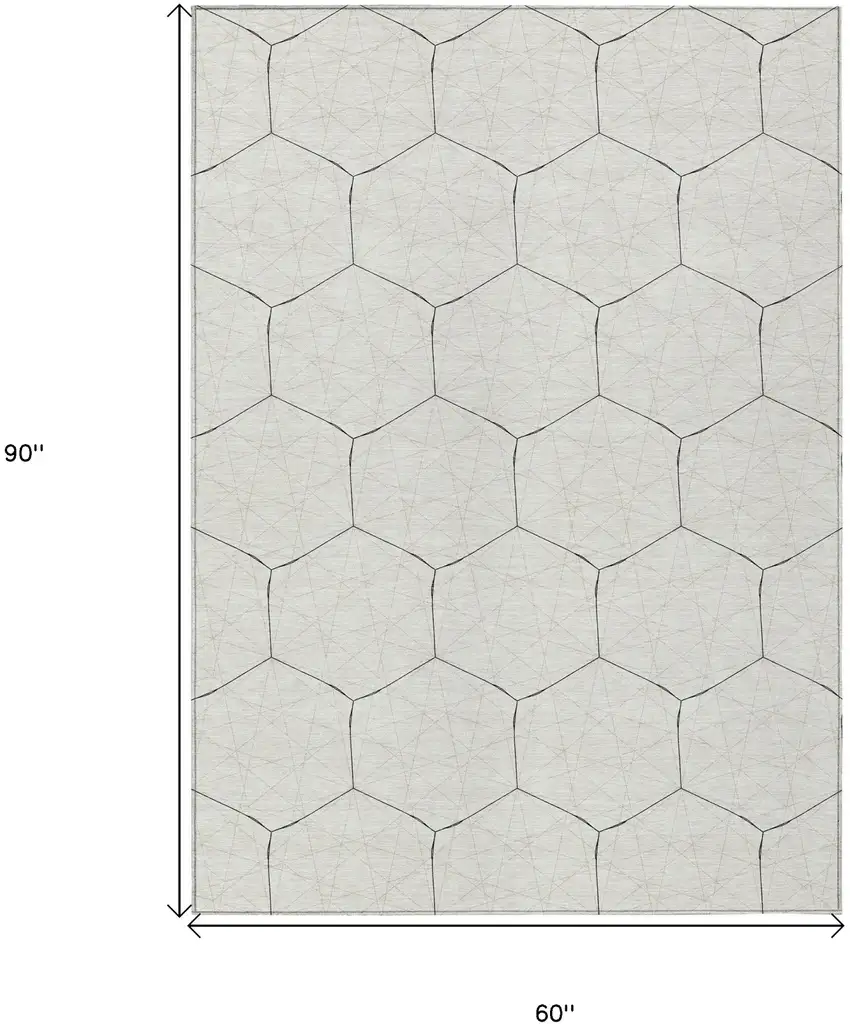 Linen Beige And Black Geometric Washable Indoor Outdoor Area Rug Photo 3