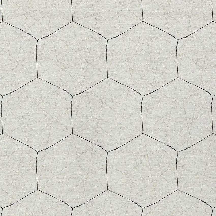 Linen Beige And Black Geometric Washable Indoor Outdoor Area Rug Photo 5