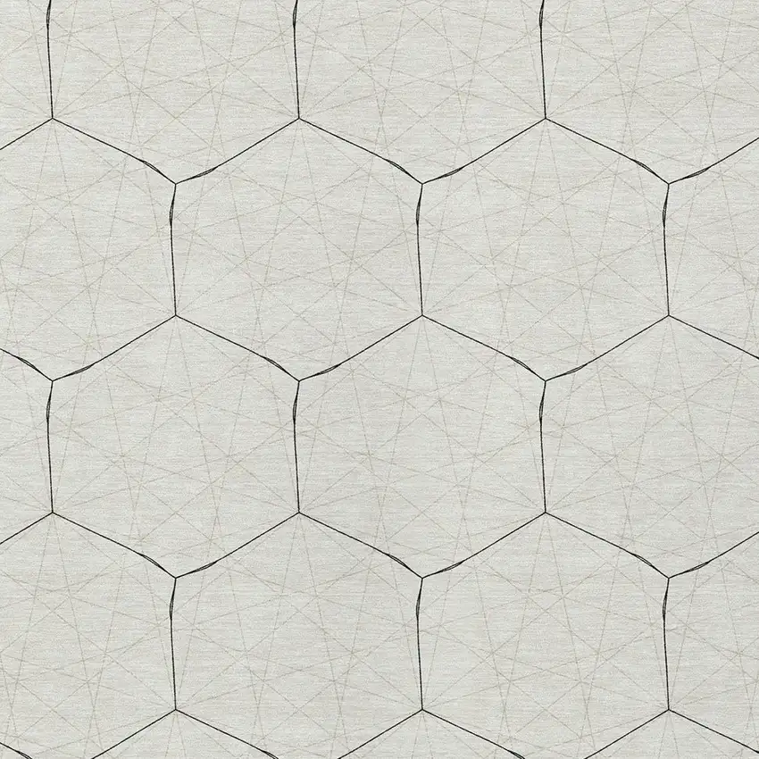 Linen Beige And Black Geometric Washable Indoor Outdoor Area Rug Photo 5