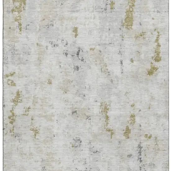 Linen Beige And Gray Abstract Washable Area Rug With UV Protection Photo 3