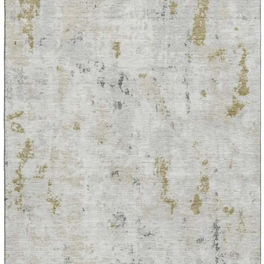 Linen Beige And Gray Abstract Washable Area Rug With UV Protection Photo 3