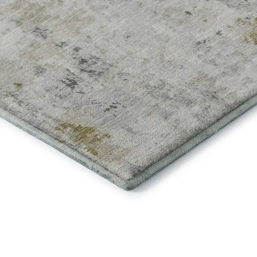 Linen Beige And Gray Abstract Washable Area Rug With UV Protection Photo 7