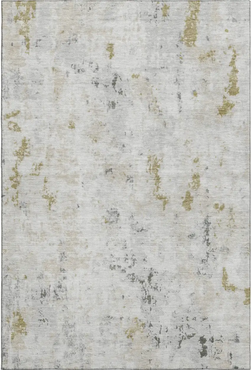 Linen Beige And Gray Abstract Washable Area Rug With UV Protection Photo 1