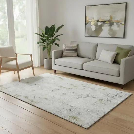 Linen Beige And Gray Abstract Washable Area Rug With UV Protection Photo 2