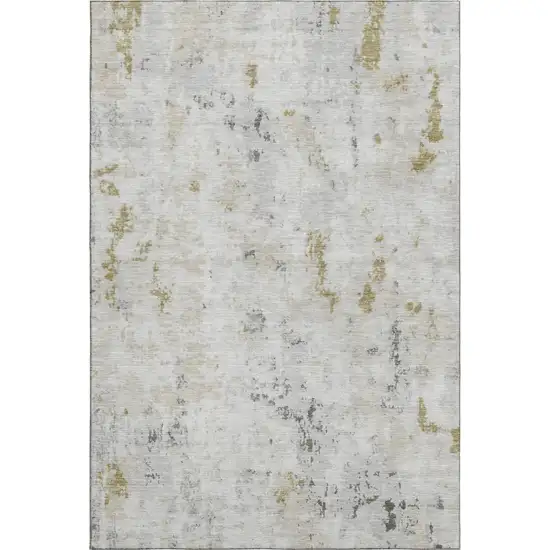 Linen Beige And Gray Abstract Washable Area Rug With UV Protection Photo 1