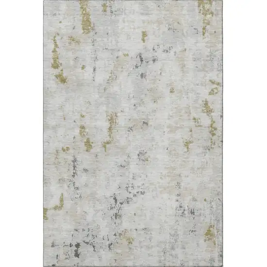 Linen Beige And Gray Abstract Washable Area Rug With UV Protection Photo 3