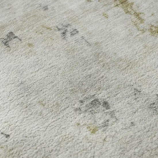 Linen Beige And Gray Abstract Washable Area Rug With UV Protection Photo 9