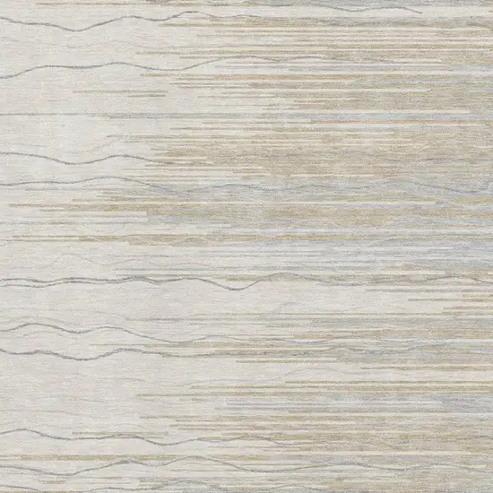 Linen Beige And Ivory Striped Washable Area Rug With UV Protection Photo 2