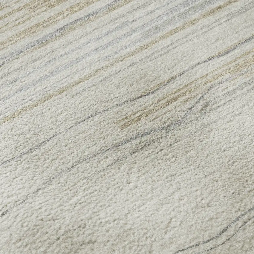 Linen Beige And Ivory Striped Washable Area Rug With UV Protection Photo 9