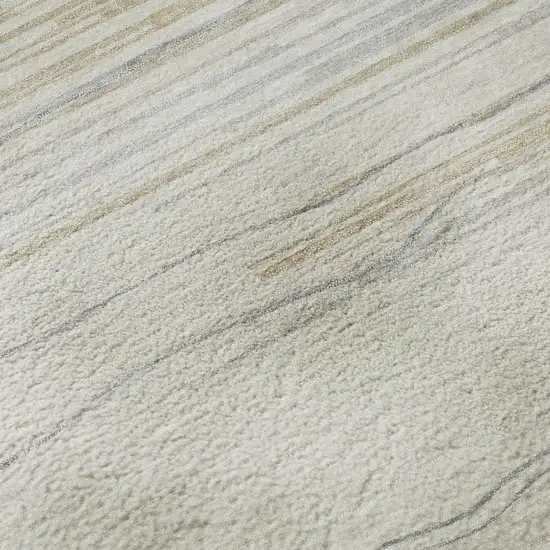 Linen Beige And Ivory Striped Washable Area Rug With UV Protection Photo 9