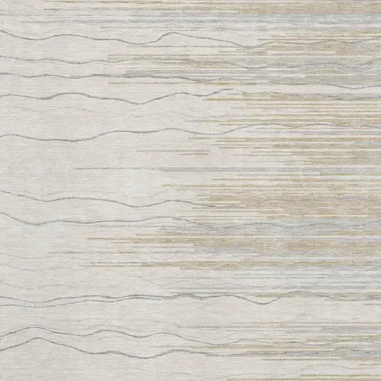 Linen Beige And Ivory Striped Washable Area Rug With UV Protection Photo 2