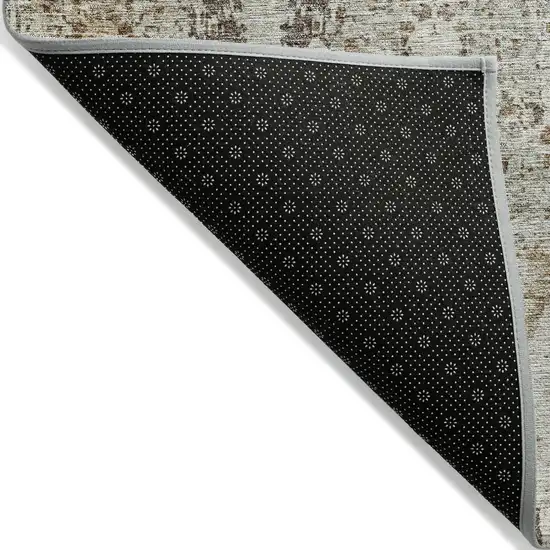 Linen Black And Brown Floral Washable Indoor Outdoor Area Rug Photo 4