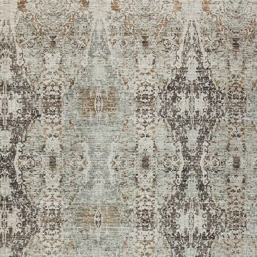 Linen Black And Brown Floral Washable Indoor Outdoor Area Rug Photo 6