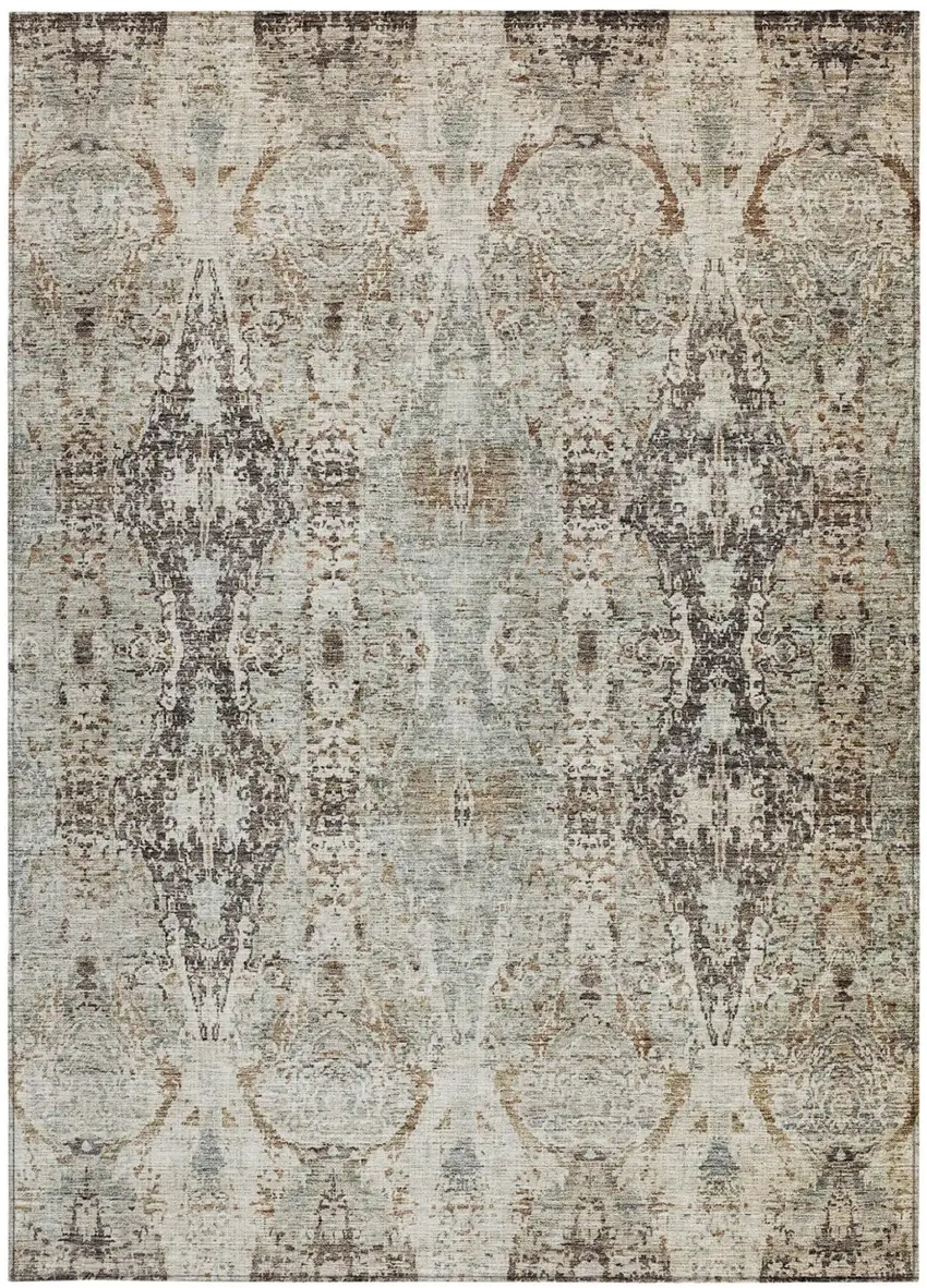 Linen Black And Brown Floral Washable Indoor Outdoor Area Rug Photo 6