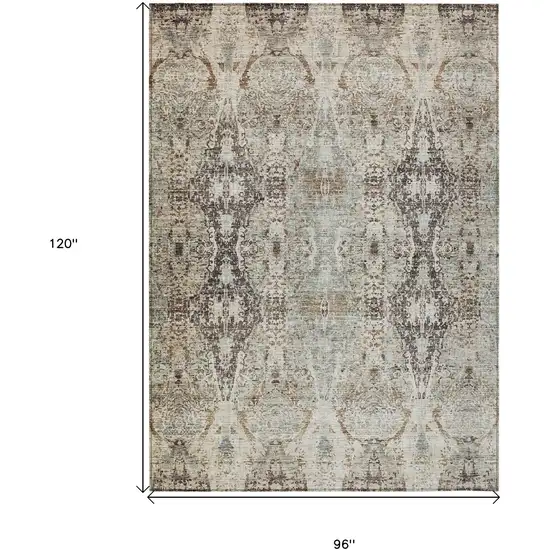 Linen Black And Brown Floral Washable Indoor Outdoor Area Rug Photo 7