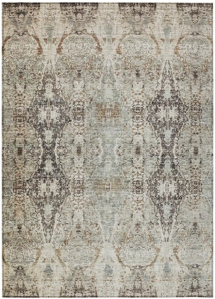 Linen Black And Brown Floral Washable Indoor Outdoor Area Rug Photo 2