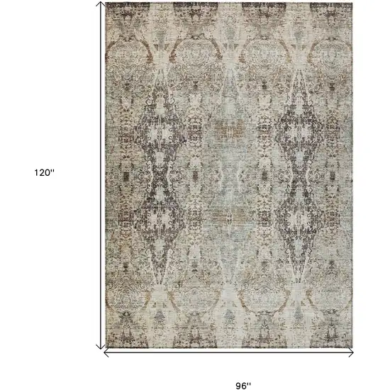 Linen Black And Brown Floral Washable Indoor Outdoor Area Rug Photo 3