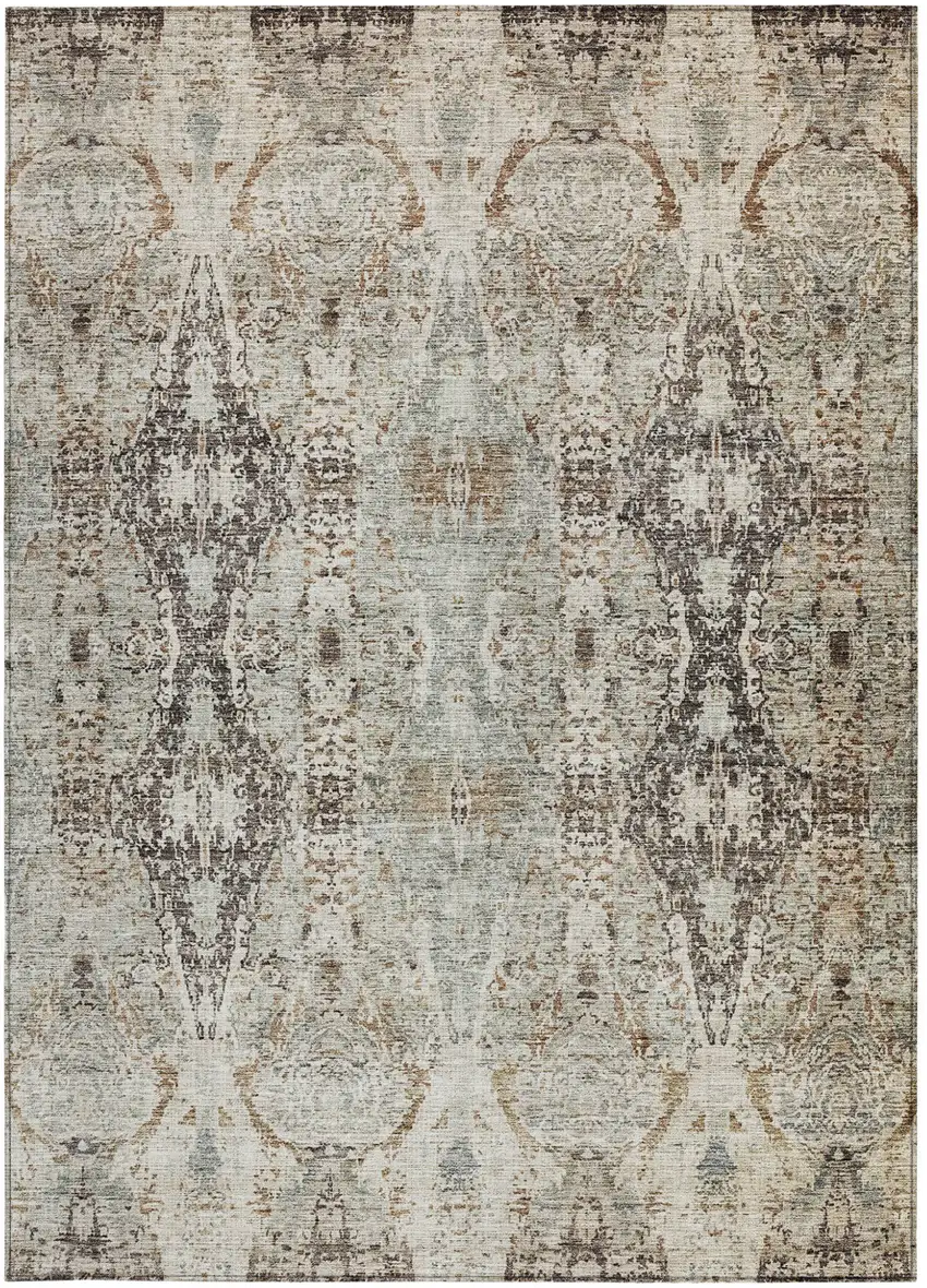 Linen Black And Brown Floral Washable Indoor Outdoor Area Rug Photo 7