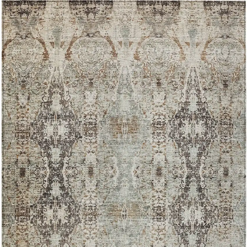 Linen Black And Brown Floral Washable Indoor Outdoor Area Rug Photo 6