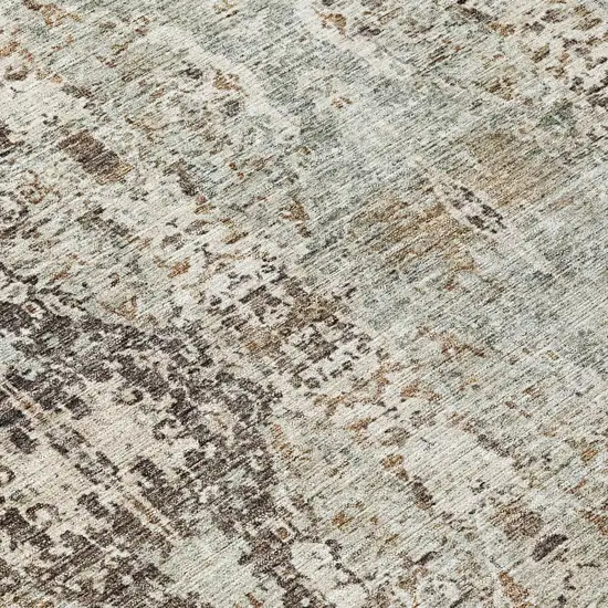 Linen Black And Brown Floral Washable Indoor Outdoor Area Rug Photo 8