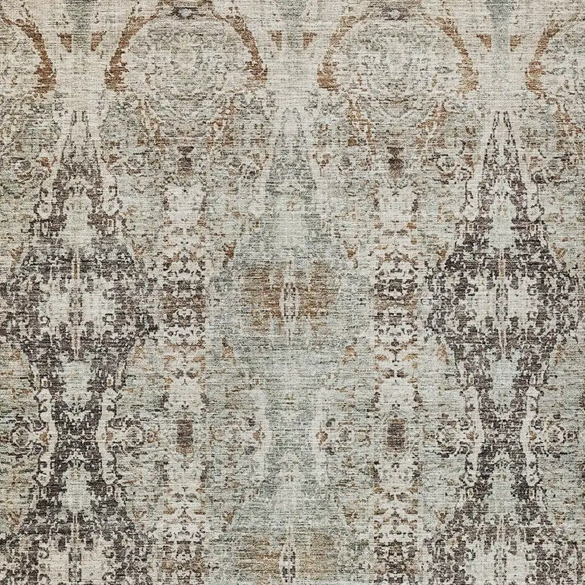 Linen Black And Brown Floral Washable Indoor Outdoor Area Rug Photo 6