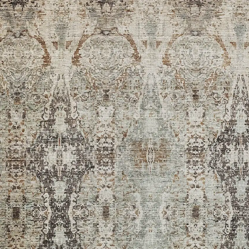 Linen Black And Brown Floral Washable Indoor Outdoor Area Rug Photo 6