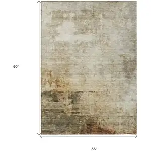 Photo of Linen Black And Copper Abstract Washable Indoor Outdoor Area Rug