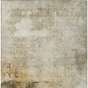Photo of Linen Black And Copper Abstract Washable Indoor Outdoor Area Rug