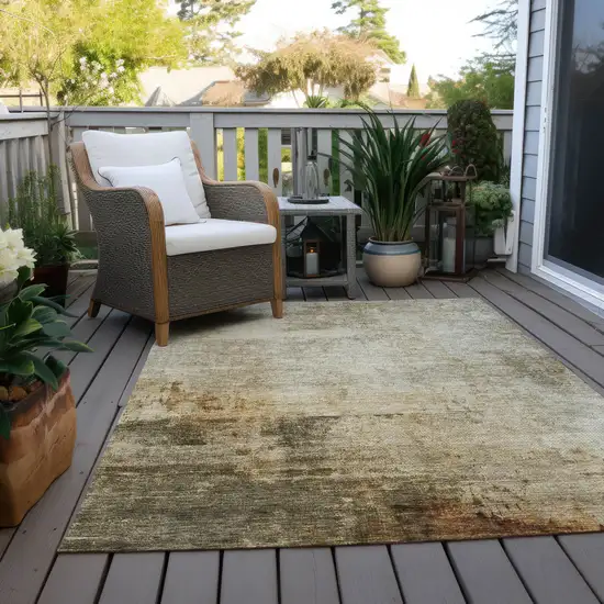 Linen Black And Copper Abstract Washable Indoor Outdoor Area Rug Photo 8