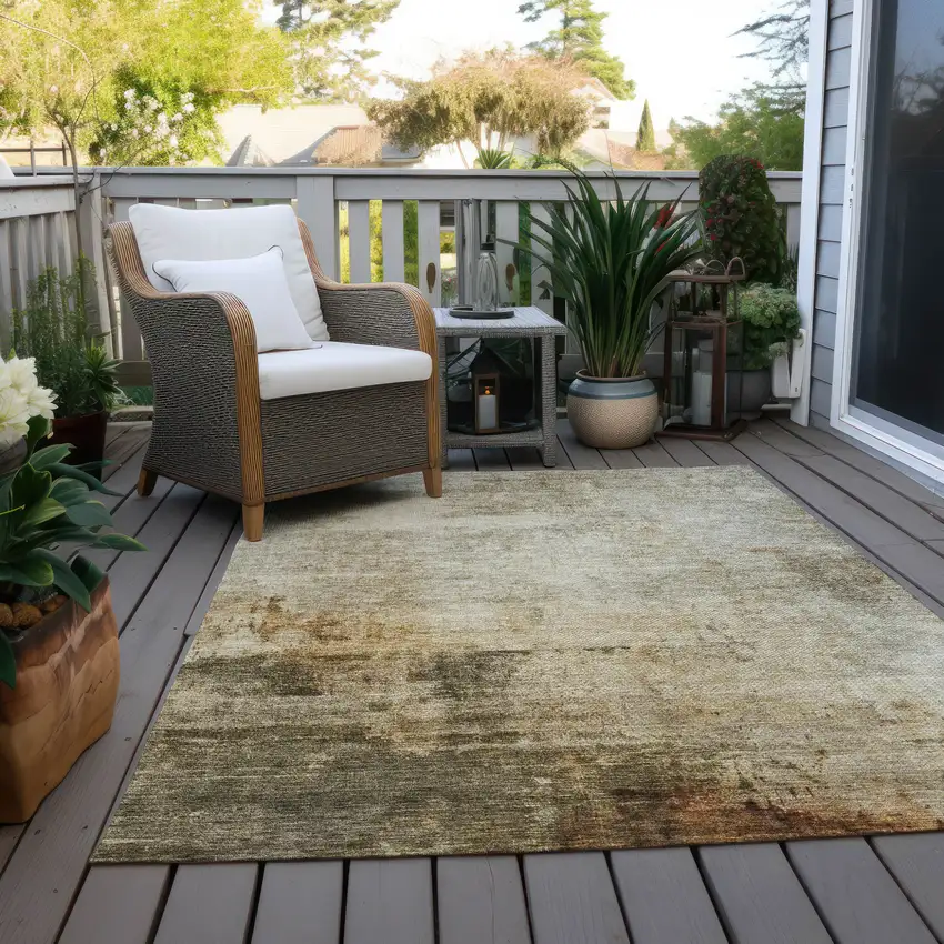 Linen Black And Copper Abstract Washable Indoor Outdoor Area Rug Photo 8