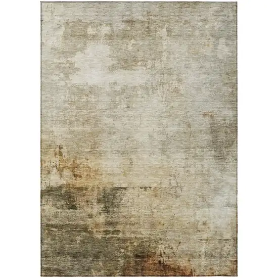 Linen Black And Copper Abstract Washable Indoor Outdoor Area Rug Photo 2