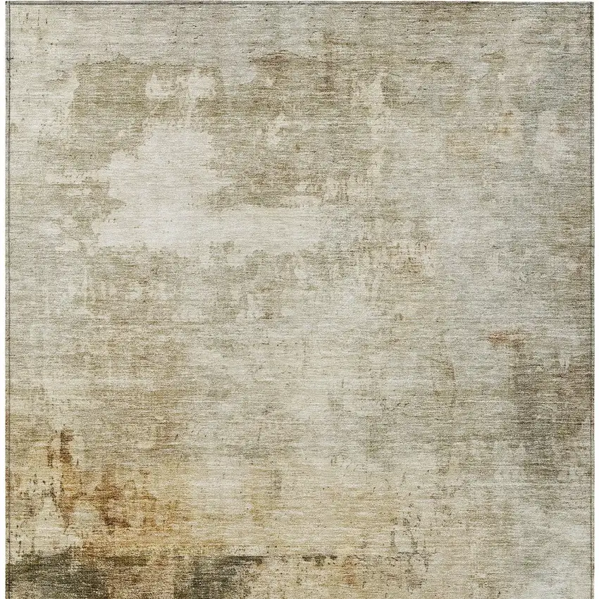 Linen Black And Copper Abstract Washable Indoor Outdoor Area Rug Photo 5