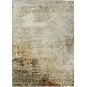 Photo of Linen Black And Copper Abstract Washable Indoor Outdoor Area Rug