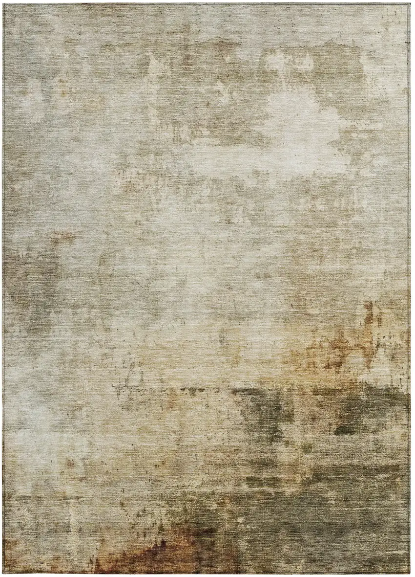 Linen Black And Copper Abstract Washable Indoor Outdoor Area Rug Photo 6