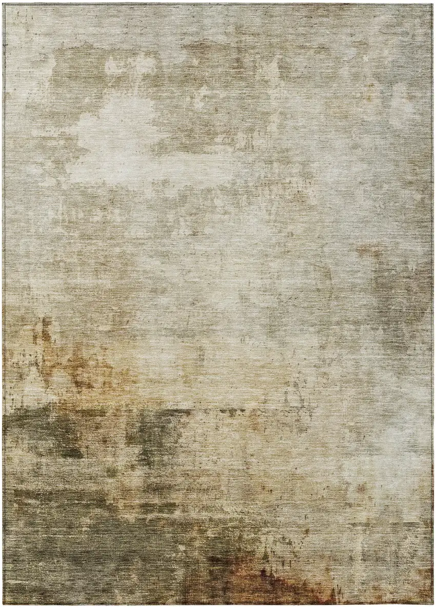 Linen Black And Copper Abstract Washable Indoor Outdoor Area Rug Photo 2