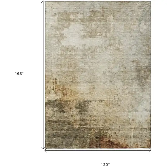 Linen Black And Copper Abstract Washable Indoor Outdoor Area Rug Photo 3