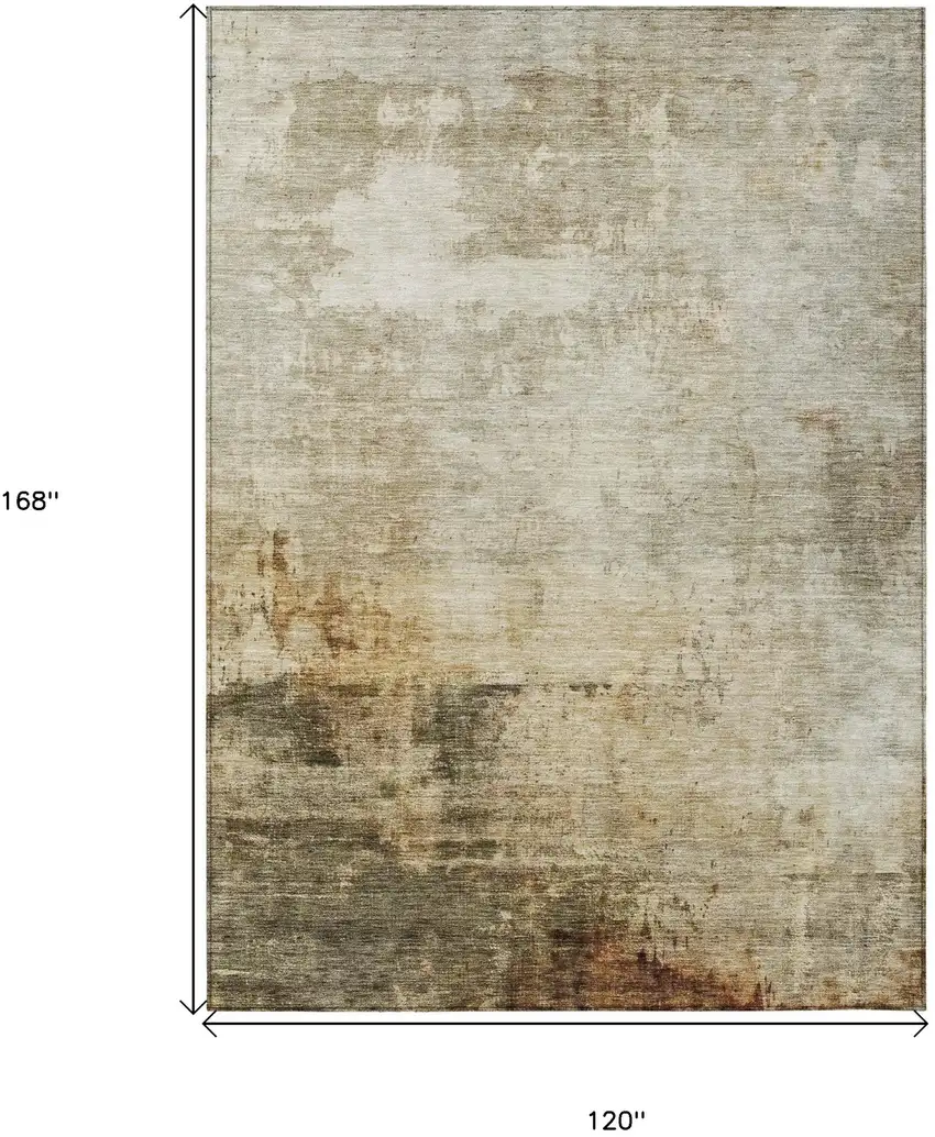 Linen Black And Copper Abstract Washable Indoor Outdoor Area Rug Photo 3