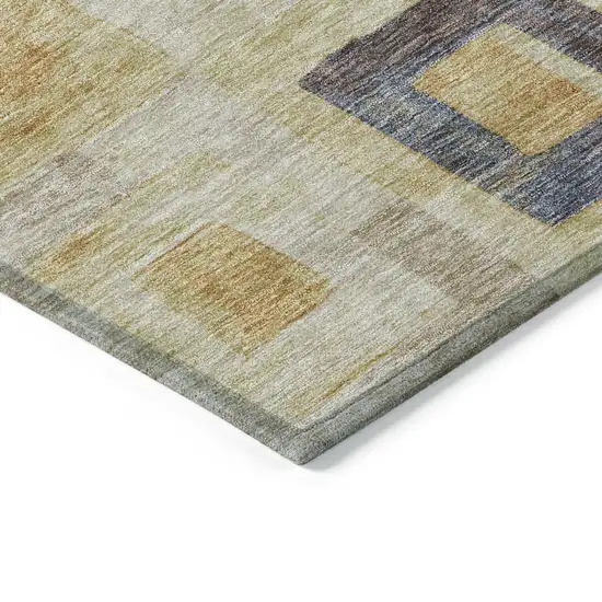 Linen Blue And Copper Geometric Washable Indoor Outdoor Area Rug Photo 4