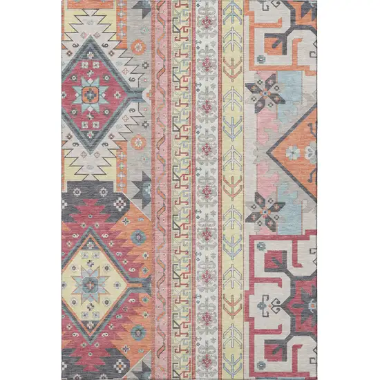Linen Blush And Gray Southwestern Washable Area Rug With UV Protection Photo 3