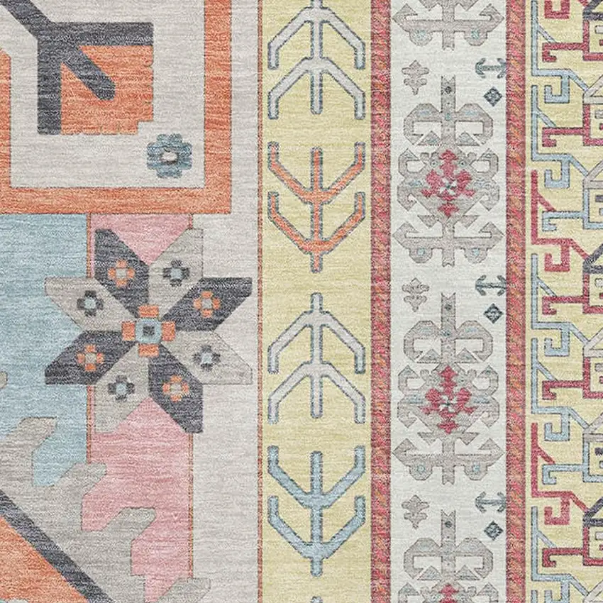 Linen Blush And Gray Southwestern Washable Area Rug With UV Protection Photo 2