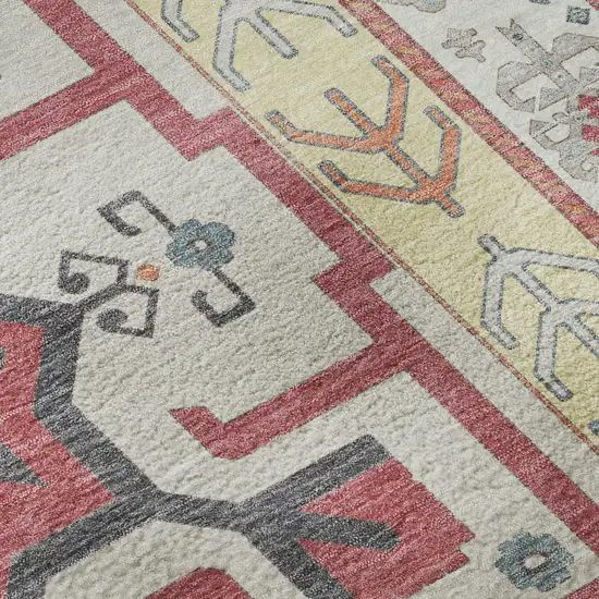 Linen Blush And Gray Southwestern Washable Area Rug With UV Protection Photo 9