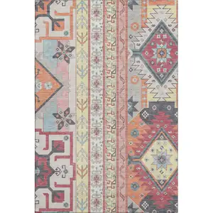Photo of Linen Blush And Gray Southwestern Washable Area Rug With UV Protection