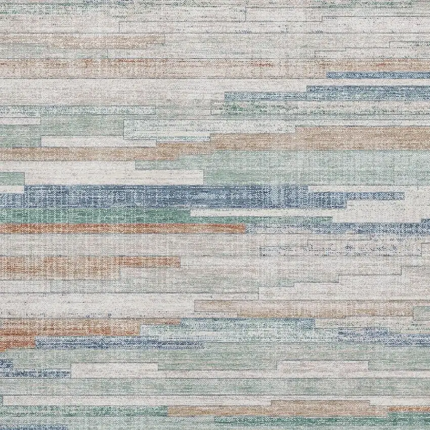 Linen Copper And Ivory Striped Washable Area Rug With UV Protection Photo 3