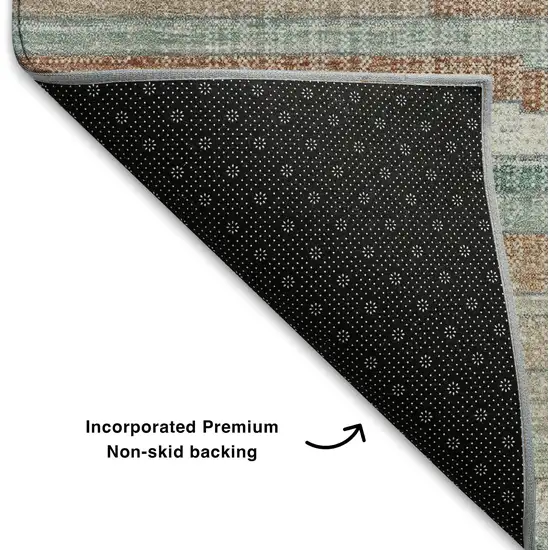 Linen Copper And Ivory Striped Washable Area Rug With UV Protection Photo 7