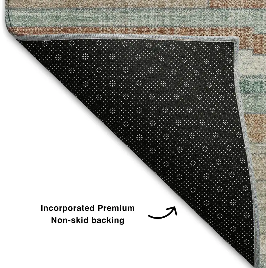 Linen Copper And Ivory Striped Washable Area Rug With UV Protection Photo 7