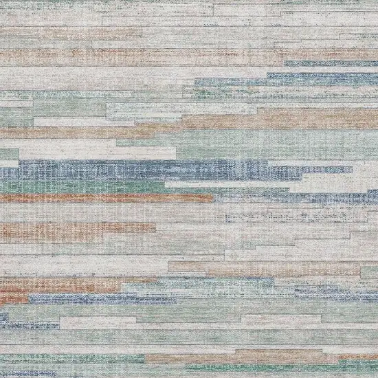 Linen Copper And Ivory Striped Washable Area Rug With UV Protection Photo 3